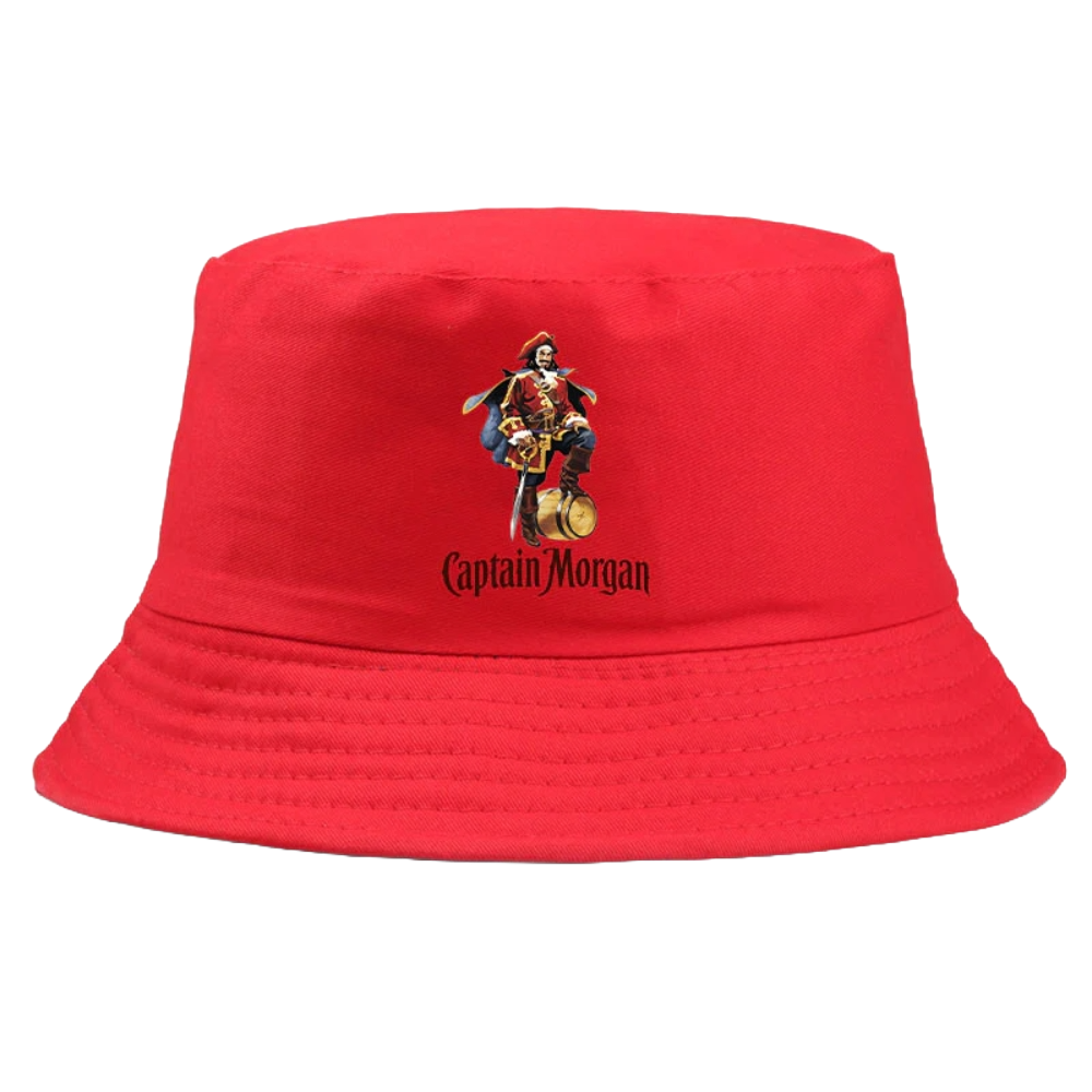 Bob de couleur rouge avec inscrit le logo Captain Morgan.