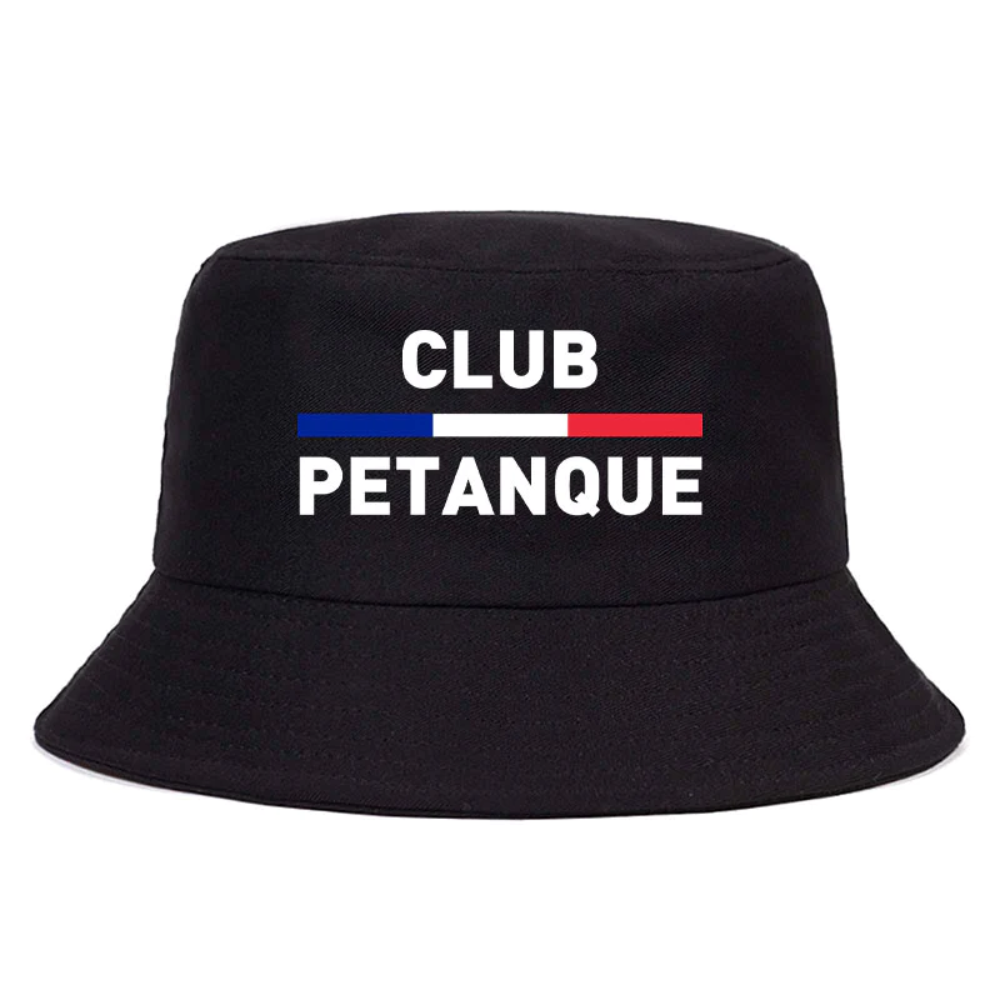 Bob de couleur noir avec inscrit club pétanque.