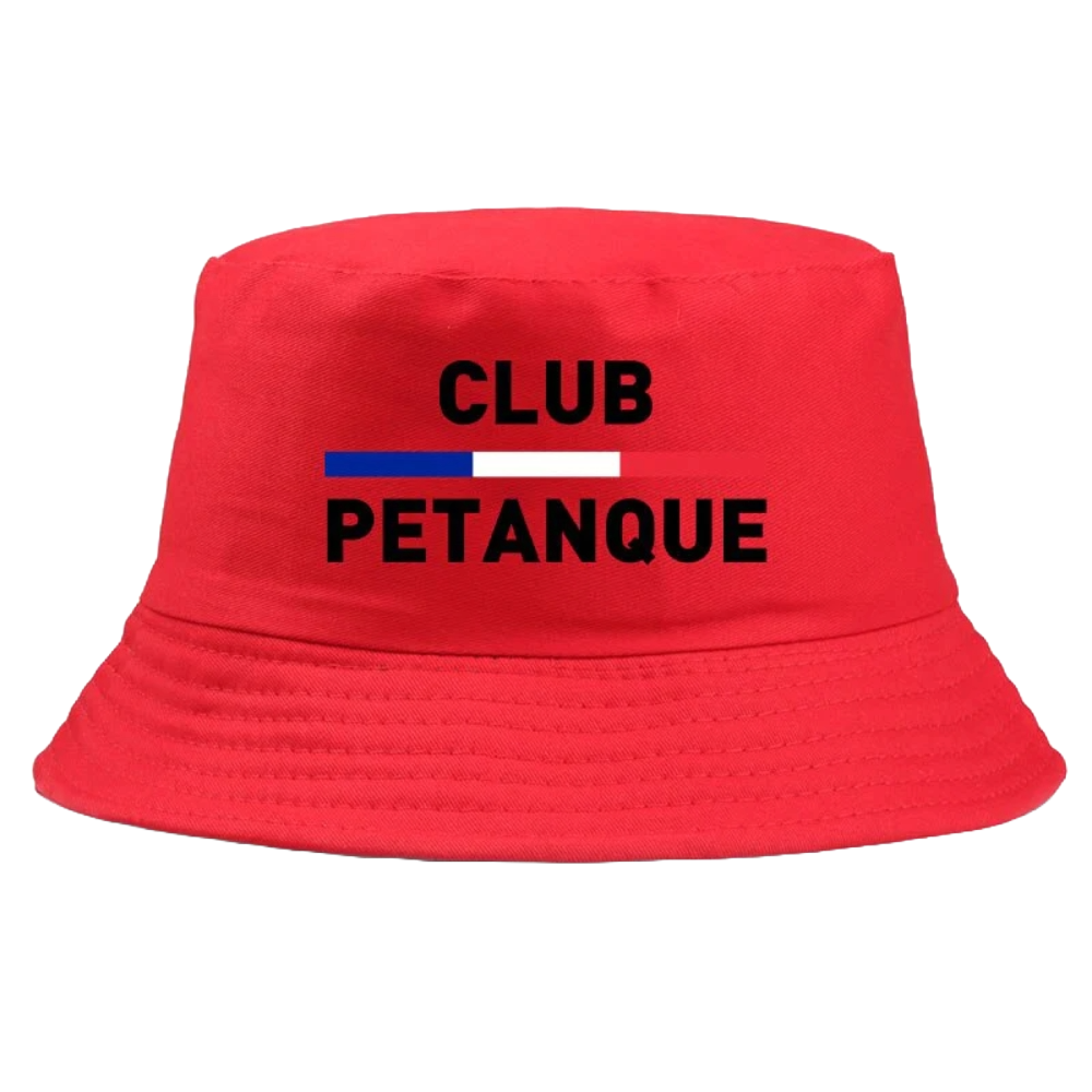 Bob de couleur rouge avec inscrit club pétanque.