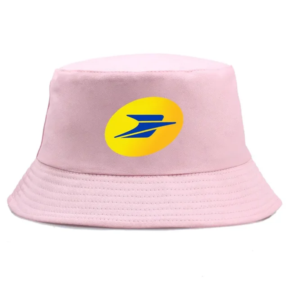 Bob de couleur rose avec inscrit le logo La Poste.