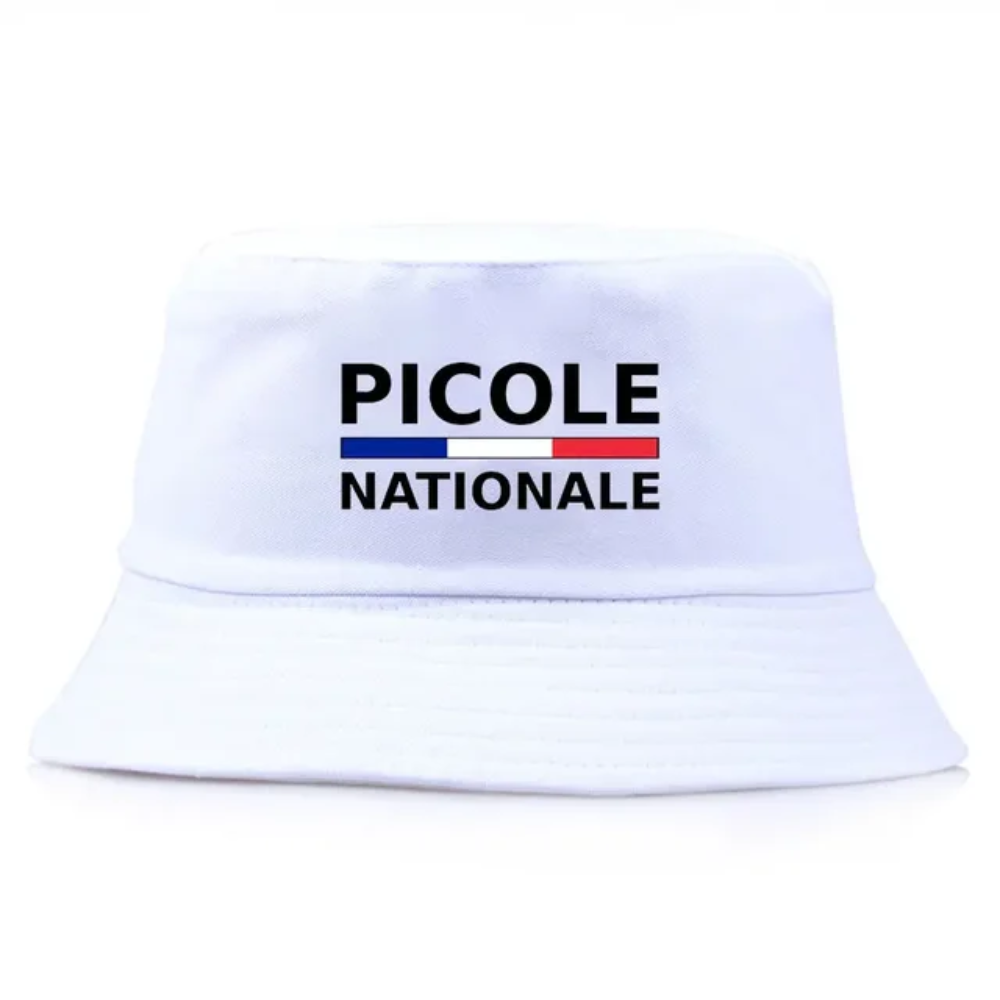 Bob de couleur blanc avec inscrit picole nationale.