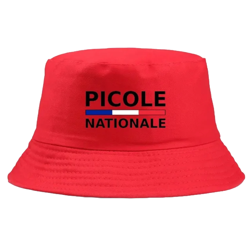 Bob de couleur rouge avec inscrit picole nationale.