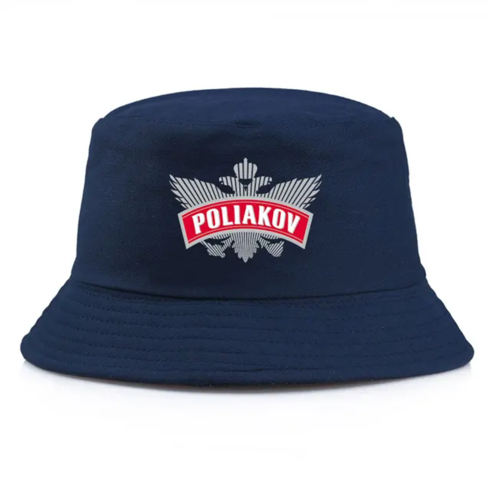 Bob de couleur bleu-marine avec inscrit le logo Poliakov.