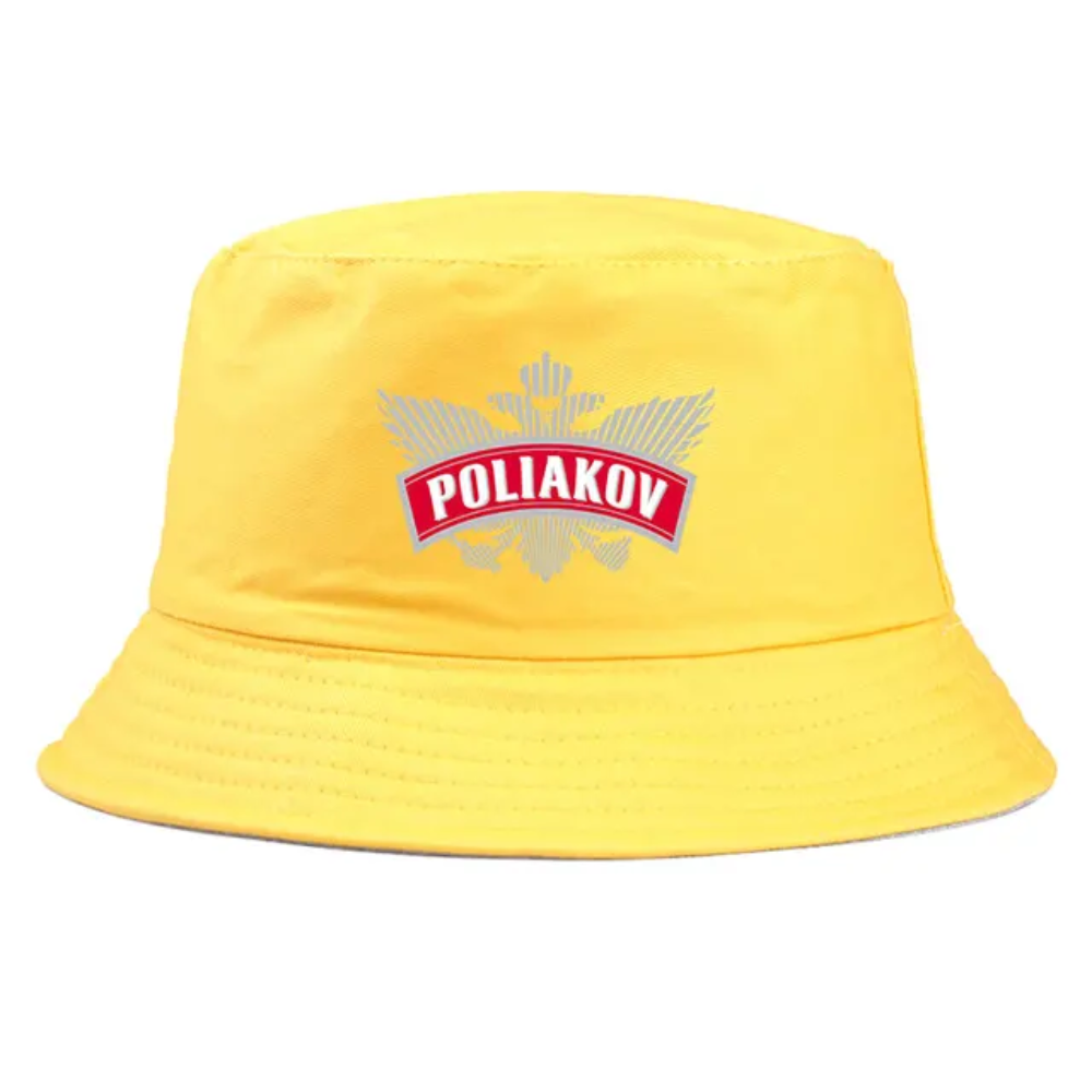 Bob de couleur jaune avec inscrit le logo Poliakov.