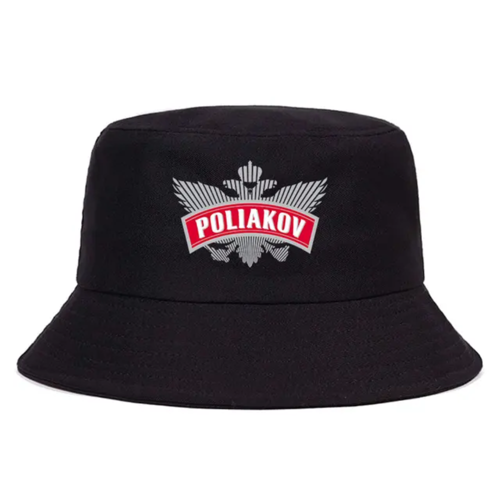 Bob de couleur noir avec inscrit le logo Poliakov.