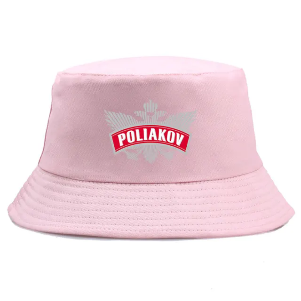 Bob de couleur rose avec inscrit le logo Poliakov.